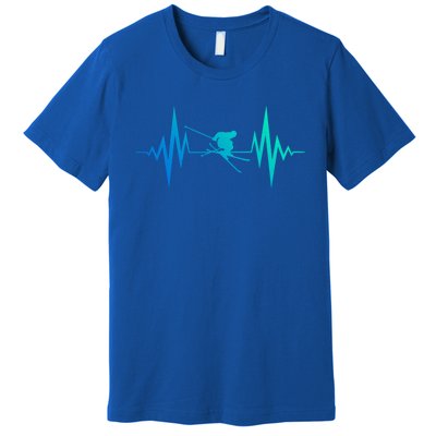 Skiing Heartbeat I Love Skiing Winter Sports Racing Skier Gift Premium T-Shirt