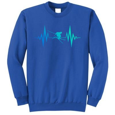 Skiing Heartbeat I Love Skiing Winter Sports Racing Skier Gift Tall Sweatshirt