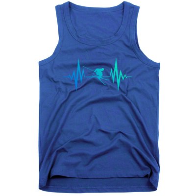 Skiing Heartbeat I Love Skiing Winter Sports Racing Skier Gift Tank Top