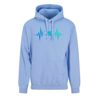 Skiing Heartbeat I Love Skiing Winter Sports Racing Skier Gift Unisex Surf Hoodie