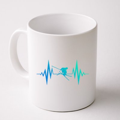 Skiing Heartbeat I Love Skiing Winter Sports Racing Skier Gift Coffee Mug