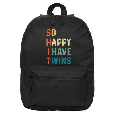 So Happy I Have Twins Funny Mom Dad Parent Saying Slogan 16 in Basic Backpack