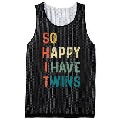 So Happy I Have Twins Funny Mom Dad Parent Saying Slogan Mesh Reversible Basketball Jersey Tank