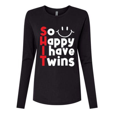 So Happy I Have Twins Funny Mom Mother Mama Womens Cotton Relaxed Long Sleeve T-Shirt