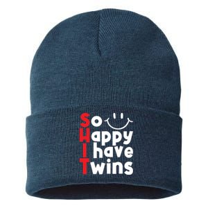 So Happy I Have Twins Funny Mom Mother Mama Sustainable Knit Beanie