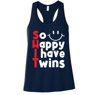 So Happy I Have Twins Funny Mom Mother Mama Women's Racerback Tank