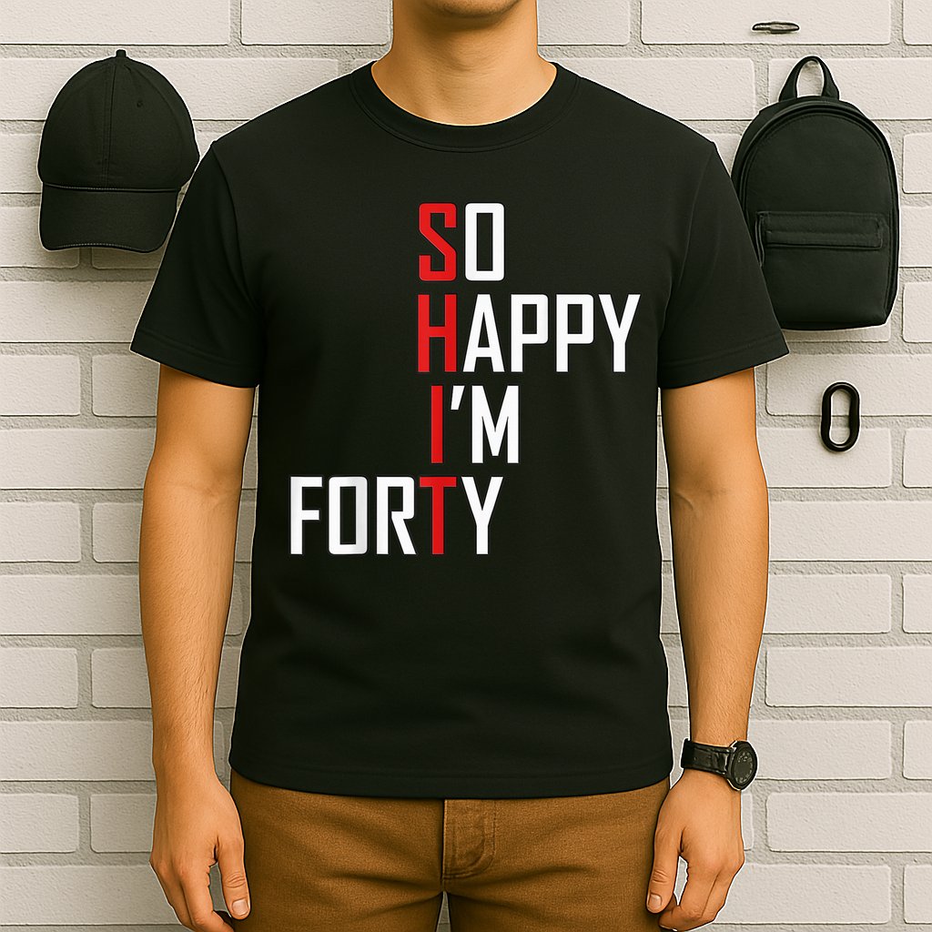 So Happy I'm Forty Funny 40th Birthday 40 Year Old Gag Gift T-Shirt