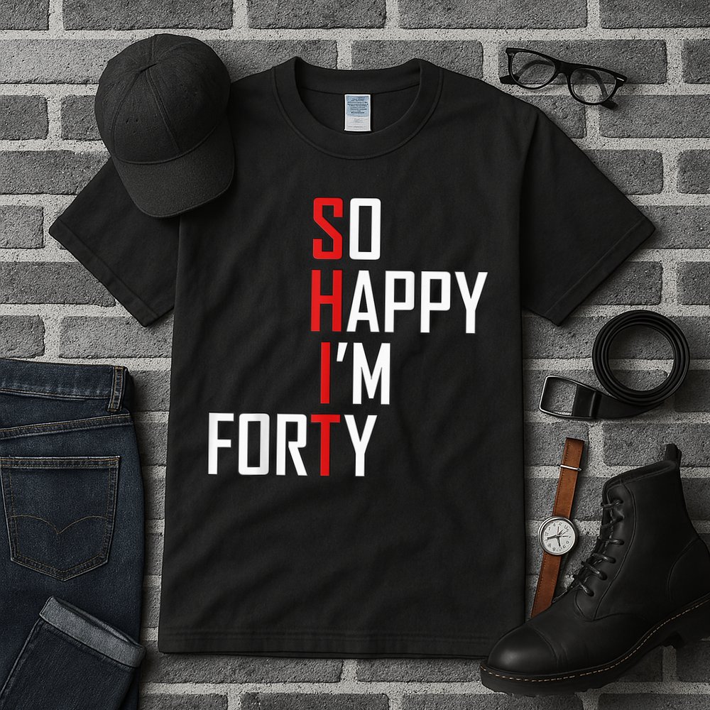 So Happy I'm Forty Funny 40th Birthday 40 Year Old Gag Gift Tall T-Shirt