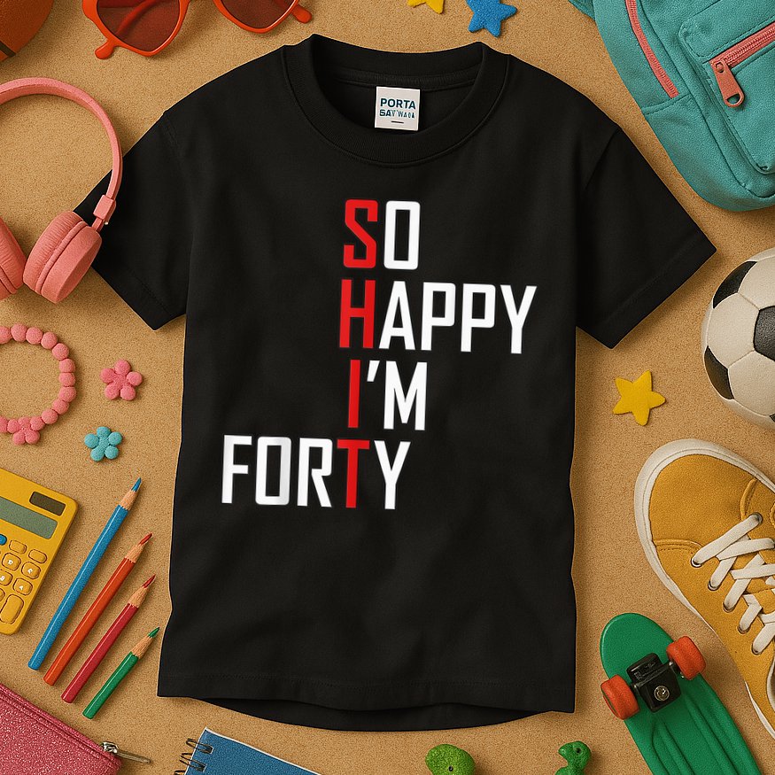 So Happy I'm Forty Funny 40th Birthday 40 Year Old Gag Gift Kids T-Shirt