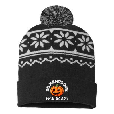 So Handsome Its Scary Boy Halloween Pumpkin USA-Made Snowflake Beanie