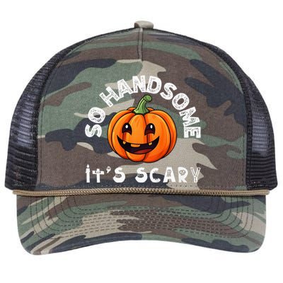 So Handsome Its Scary Boy Halloween Pumpkin Retro Rope Trucker Hat Cap