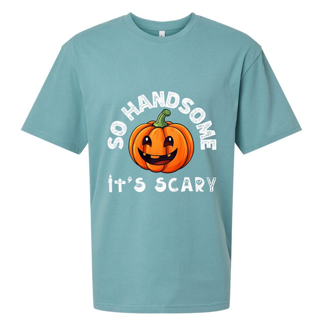 So Handsome Its Scary Boy Halloween Pumpkin Sueded Cloud Jersey T-Shirt