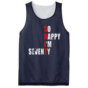 SO HAPPY I'M SEVENTY FUNNY 70th BIRTHDAY TEXT QUOTE GIFTS Mesh Reversible Basketball Jersey Tank