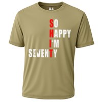 SO HAPPY I'M SEVENTY FUNNY 70th BIRTHDAY TEXT QUOTE GIFTS Cooling Performance Crew T-Shirt