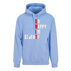 SO HAPPY I'M SEVENTY FUNNY 70th BIRTHDAY TEXT QUOTE GIFTS Unisex Surf Hoodie