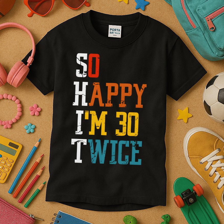 So Happy Im 30 Twice Funny 60th Birthday Kids T-Shirt