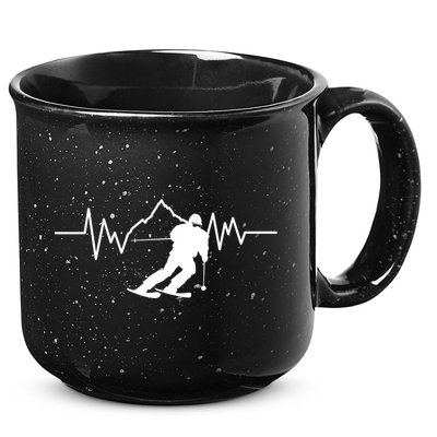 Skier Heartbeat I Alpine Cross Coutry Skiing Gift 15oz Campfire Ceramic Mug