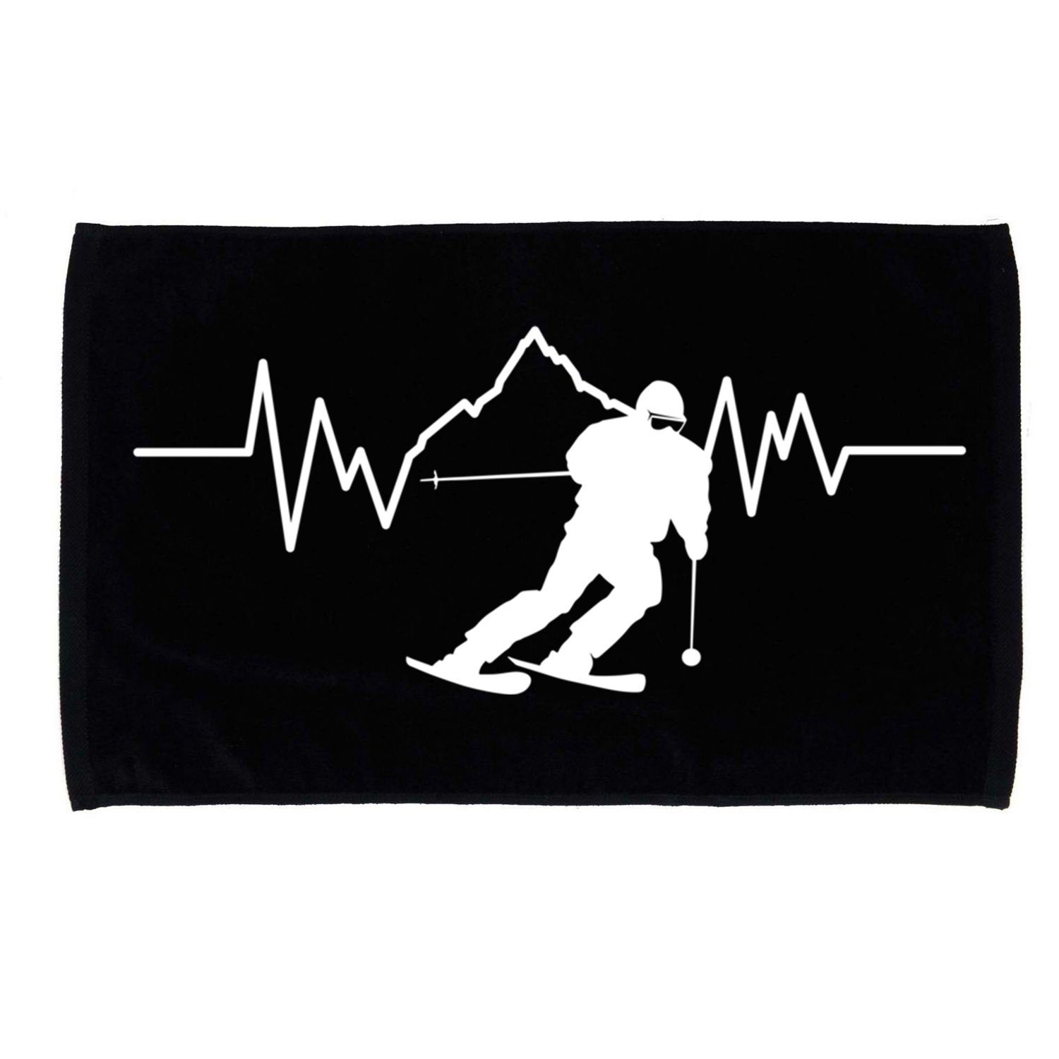 Skier Heartbeat I Alpine Cross Coutry Skiing Gift Microfiber Hand Towel