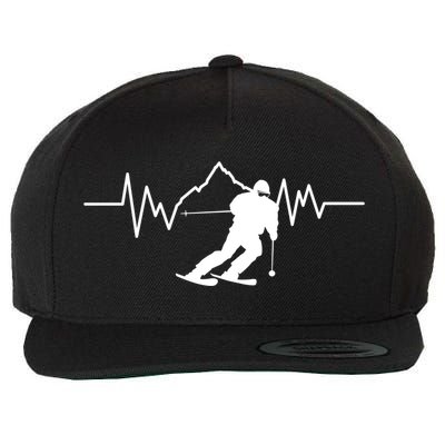 Skier Heartbeat I Alpine Cross Coutry Skiing Gift Wool Snapback Cap