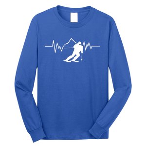 Skier Heartbeat I Alpine Cross Coutry Skiing Gift Long Sleeve Shirt