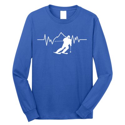 Skier Heartbeat I Alpine Cross Coutry Skiing Gift Long Sleeve Shirt