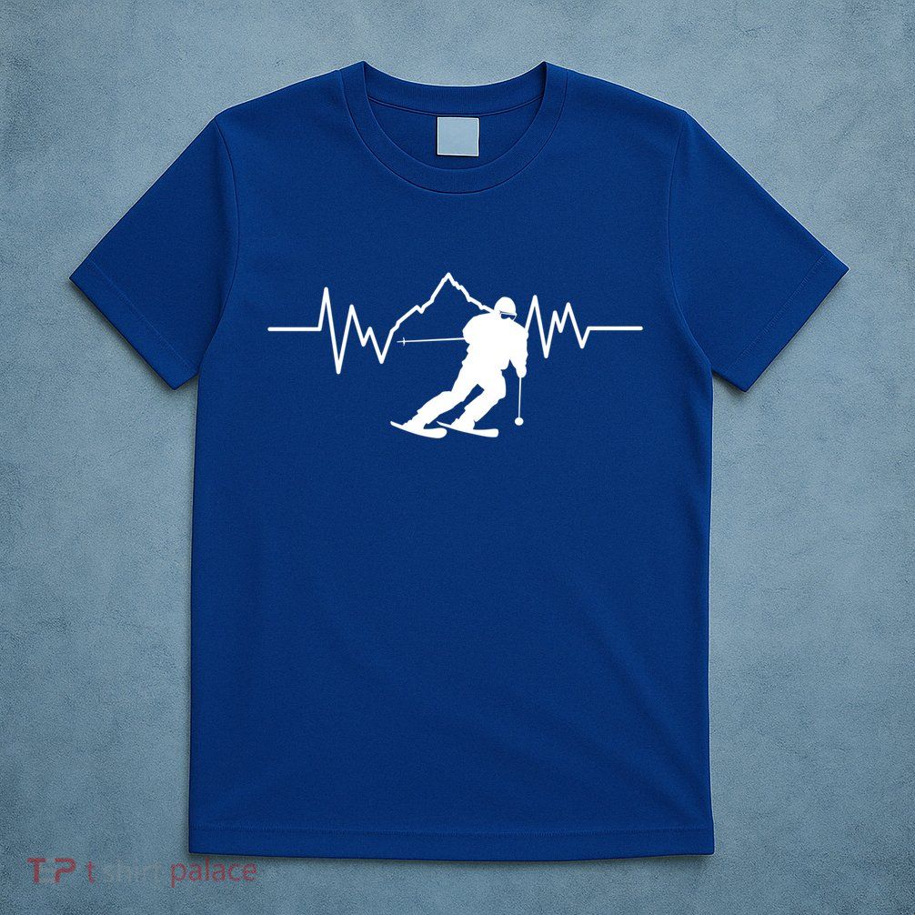 Skier Heartbeat I Alpine Cross Coutry Skiing Gift T-Shirt