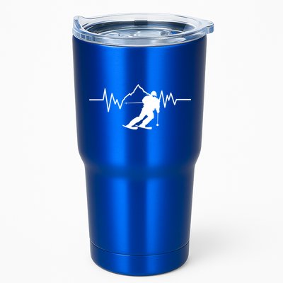 Skier Heartbeat I Alpine Cross Coutry Skiing Gift Tumbler