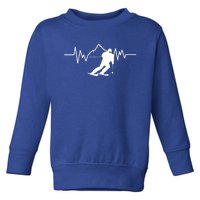 Skier Heartbeat I Alpine Cross Coutry Skiing Gift Toddler Sweatshirt