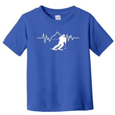 Skier Heartbeat I Alpine Cross Coutry Skiing Gift Toddler T-Shirt