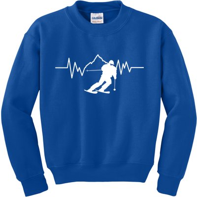 Skier Heartbeat I Alpine Cross Coutry Skiing Gift Kids Sweatshirt