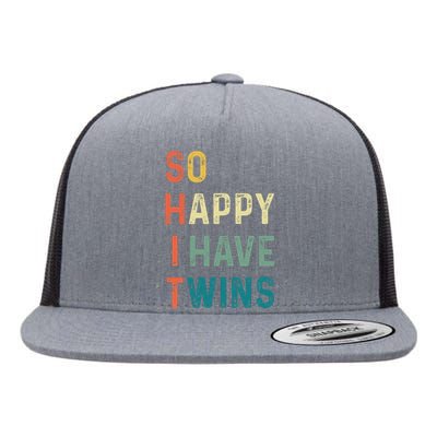 So Happy I Have Twins Funny Mom Dad Parent Saying Slogan Flat Bill Trucker Hat