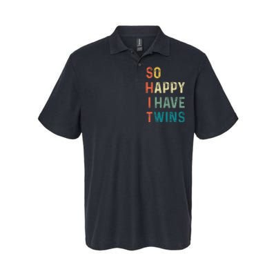 So Happy I Have Twins Funny Mom Dad Parent Saying Slogan Softstyle Adult Sport Polo