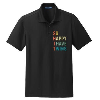 So Happy I Have Twins Funny Mom Dad Parent Saying Slogan Dry Zone Grid Polo