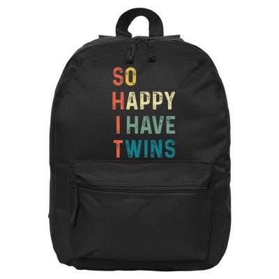 So Happy I Have Twins Funny Mom Dad Parent Saying Slogan 16 in Basic Backpack