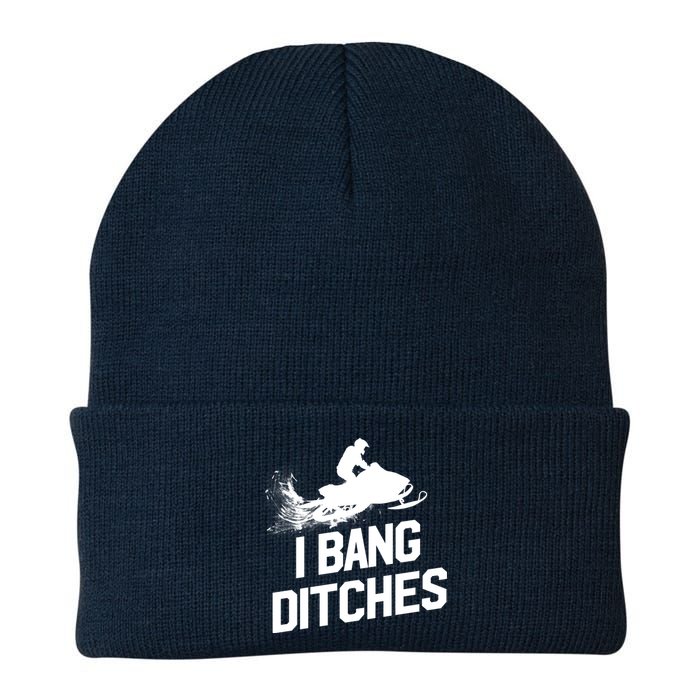 Snowmobile Hoodie - I Bang Ditches Snowmobiling Hoodie Knit Cap Winter Beanie