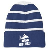 Snowmobile Hoodie - I Bang Ditches Snowmobiling Hoodie Striped Beanie with Solid Band