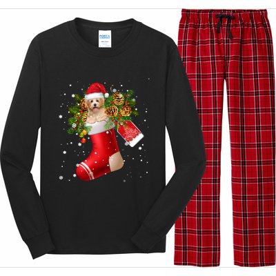 Santa Havanese In Christmas Sock Pajama Meaningful Gift Long Sleeve Pajama Set