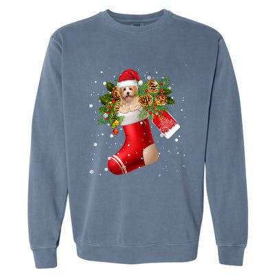 Santa Havanese In Christmas Sock Pajama Meaningful Gift Garment-Dyed Sweatshirt