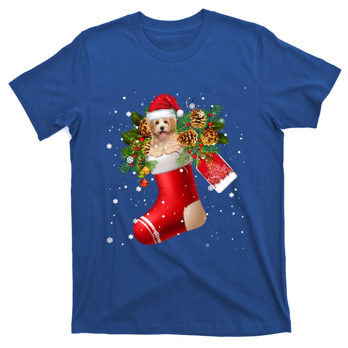 Santa Havanese In Christmas Sock Pajama Meaningful Gift T-Shirt