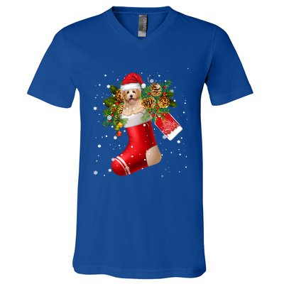 Santa Havanese In Christmas Sock Pajama Meaningful Gift V-Neck T-Shirt