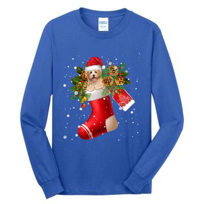 Santa Havanese In Christmas Sock Pajama Meaningful Gift Tall Long Sleeve T-Shirt