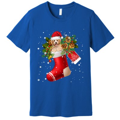 Santa Havanese In Christmas Sock Pajama Meaningful Gift Premium T-Shirt