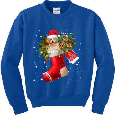 Santa Havanese In Christmas Sock Pajama Meaningful Gift Kids Sweatshirt