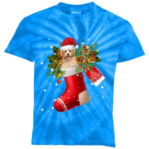 Santa Havanese In Christmas Sock Pajama Meaningful Gift Kids Tie-Dye T-Shirt