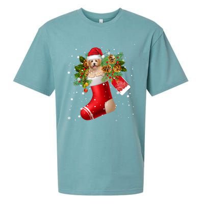 Santa Havanese In Christmas Sock Pajama Meaningful Gift Sueded Cloud Jersey T-Shirt