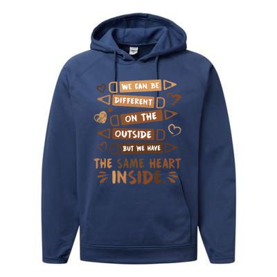 Same Heart Inside Black History Month Africa Juneteenth Meaningful Gift Performance Fleece Hoodie