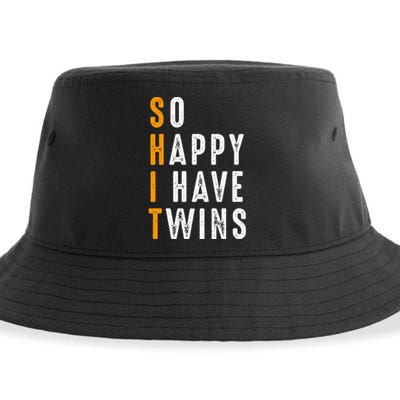 So Happy I Have Twins Design Father's Mother's Day Sustainable Bucket Hat