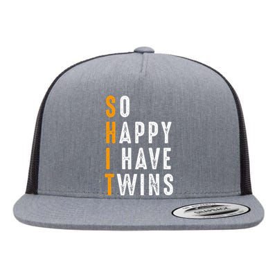 So Happy I Have Twins Design Father's Mother's Day Flat Bill Trucker Hat