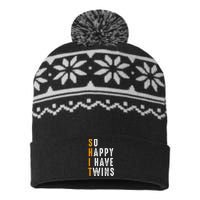 So Happy I Have Twins Design Father's Mother's Day USA-Made Snowflake Beanie