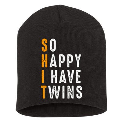 So Happy I Have Twins Design Father's Mother's Day Short Acrylic Beanie